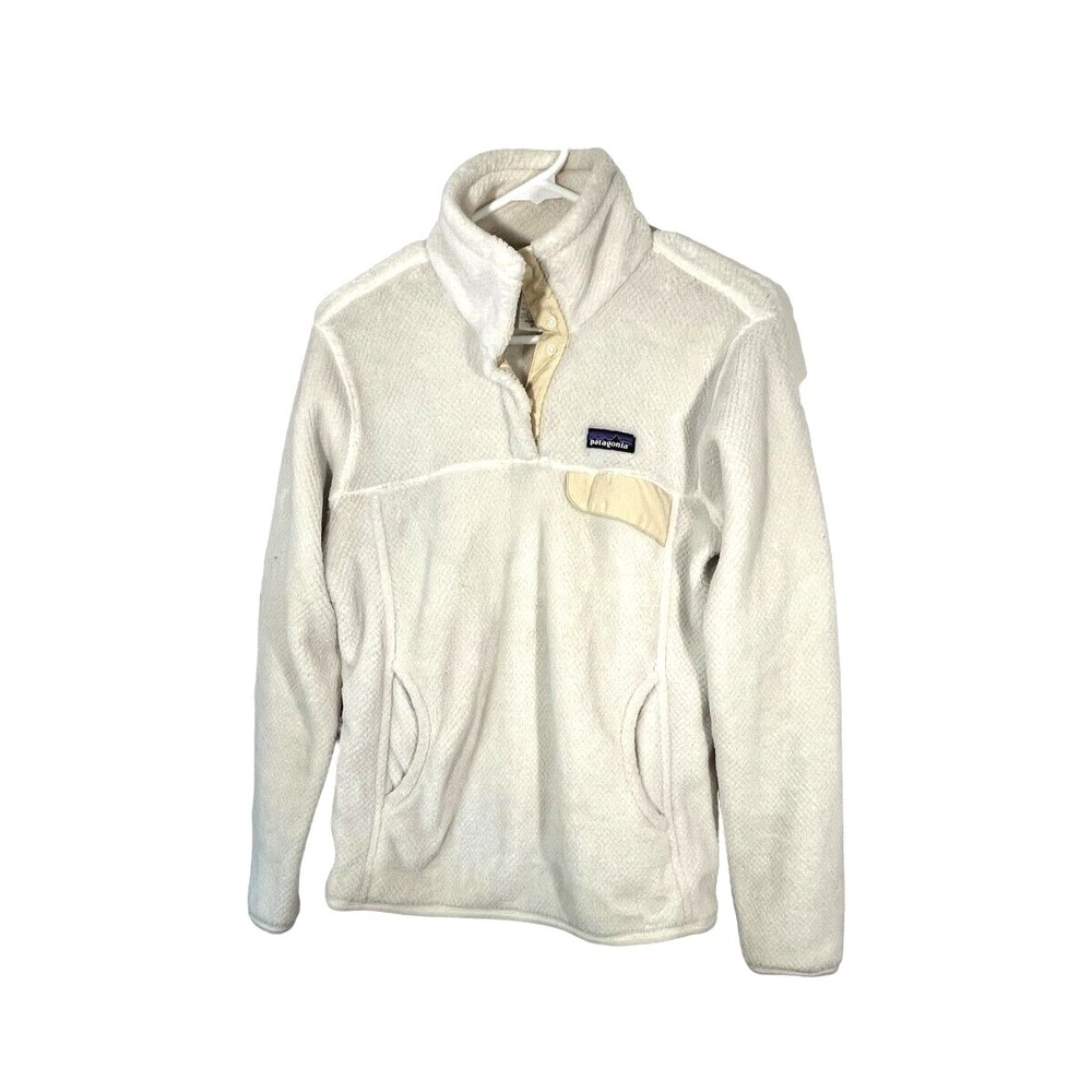 Patagonia Women's‎ Ivory Deep Pile Fleece 1/4 Snap Pullover Size M